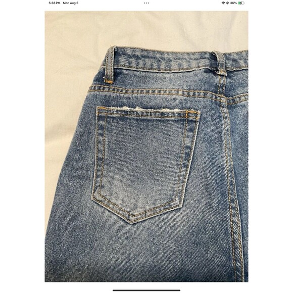 Signature 8 Women’s Distressed Straight Leg Raw Hem Blue Jeans Size S - Picture 6 of 10